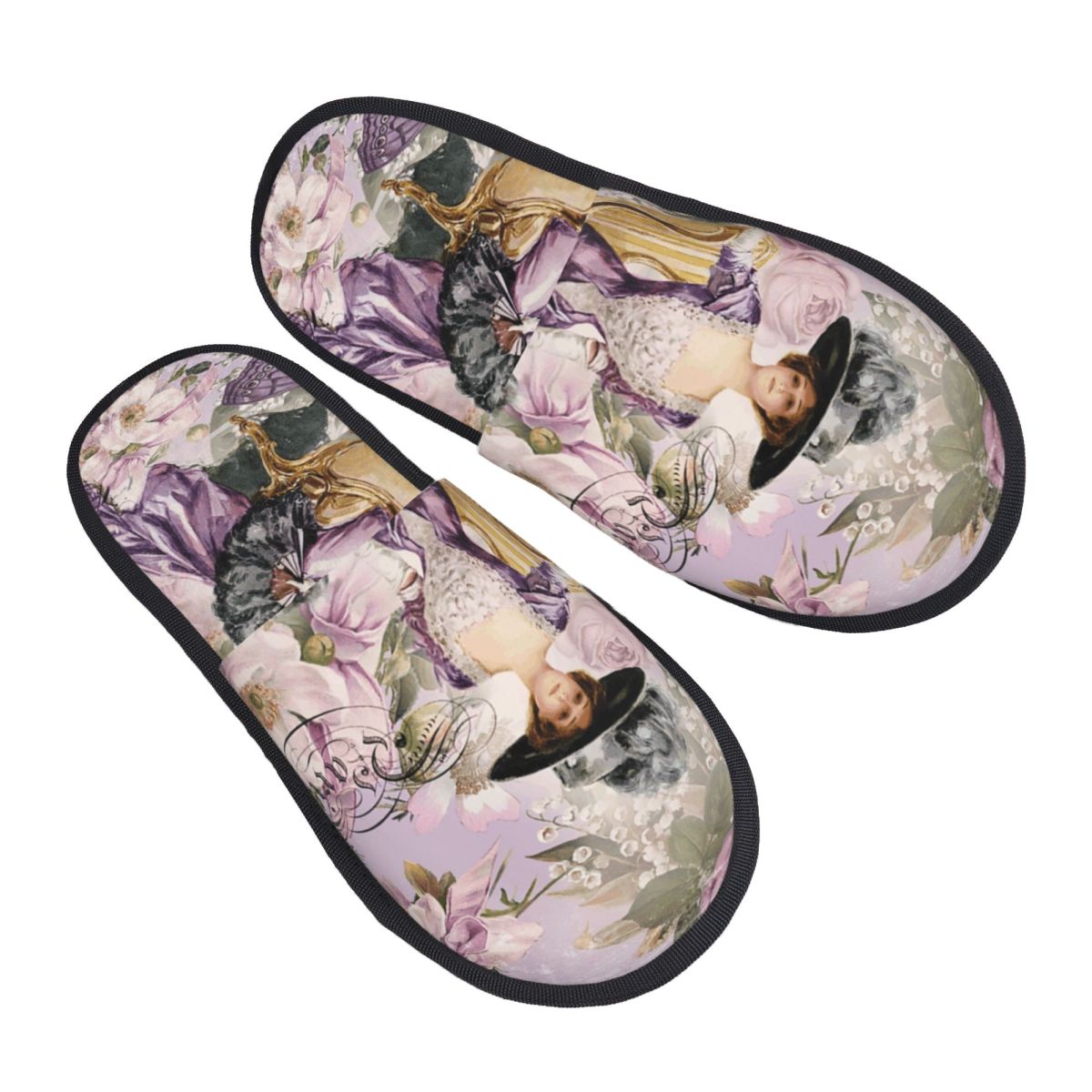 Fluffy Fur Slipper - Print Victorian Angel House Slippers Soft