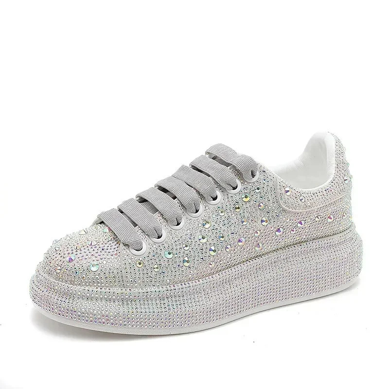 Women Shoes Sale - Glisten Rhinestone Designer Women's Sneakers High