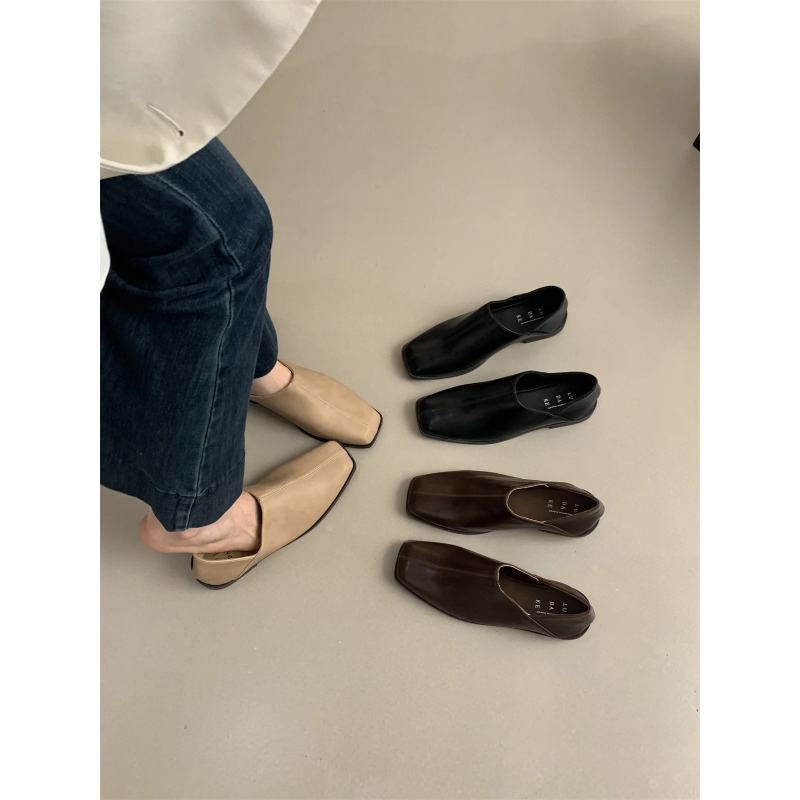 Retro Square Head Flat Leather - مراجعة Loafer Flat Women وسعره