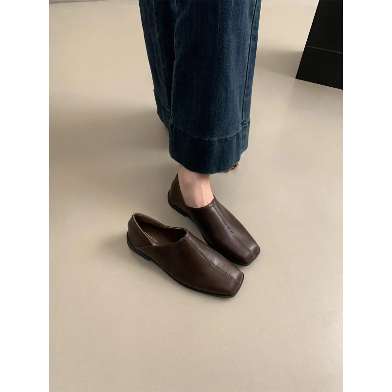 Retro Square Head Flat Leather - مراجعة Loafer Flat Women وسعره