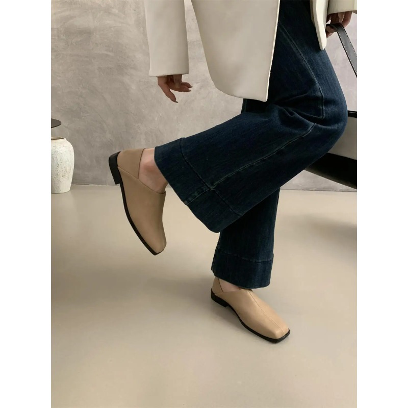 Retro Square Head Flat Leather - مراجعة Loafer Flat Women وسعره