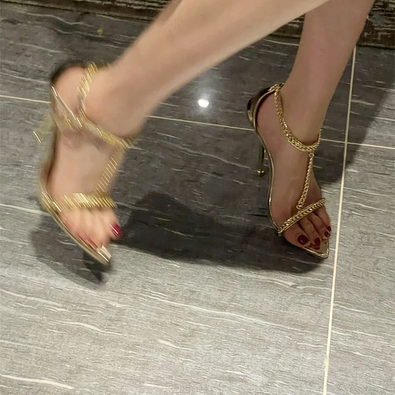 Gold Chain T-Tied Open Toe Wom - مراجعة Gold Chain Sandal وسعره