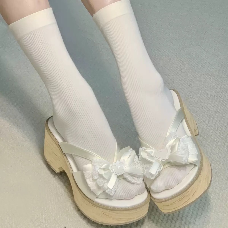 Sweet Bow Wood Grain Thick Bot - مراجعة Women Shoes Japan وسعره