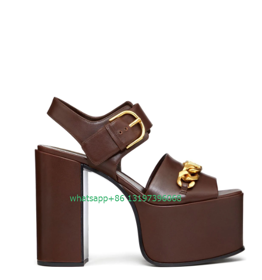Lady gold chain buckle design  - مراجعة Gold Chain Sandal وسعره