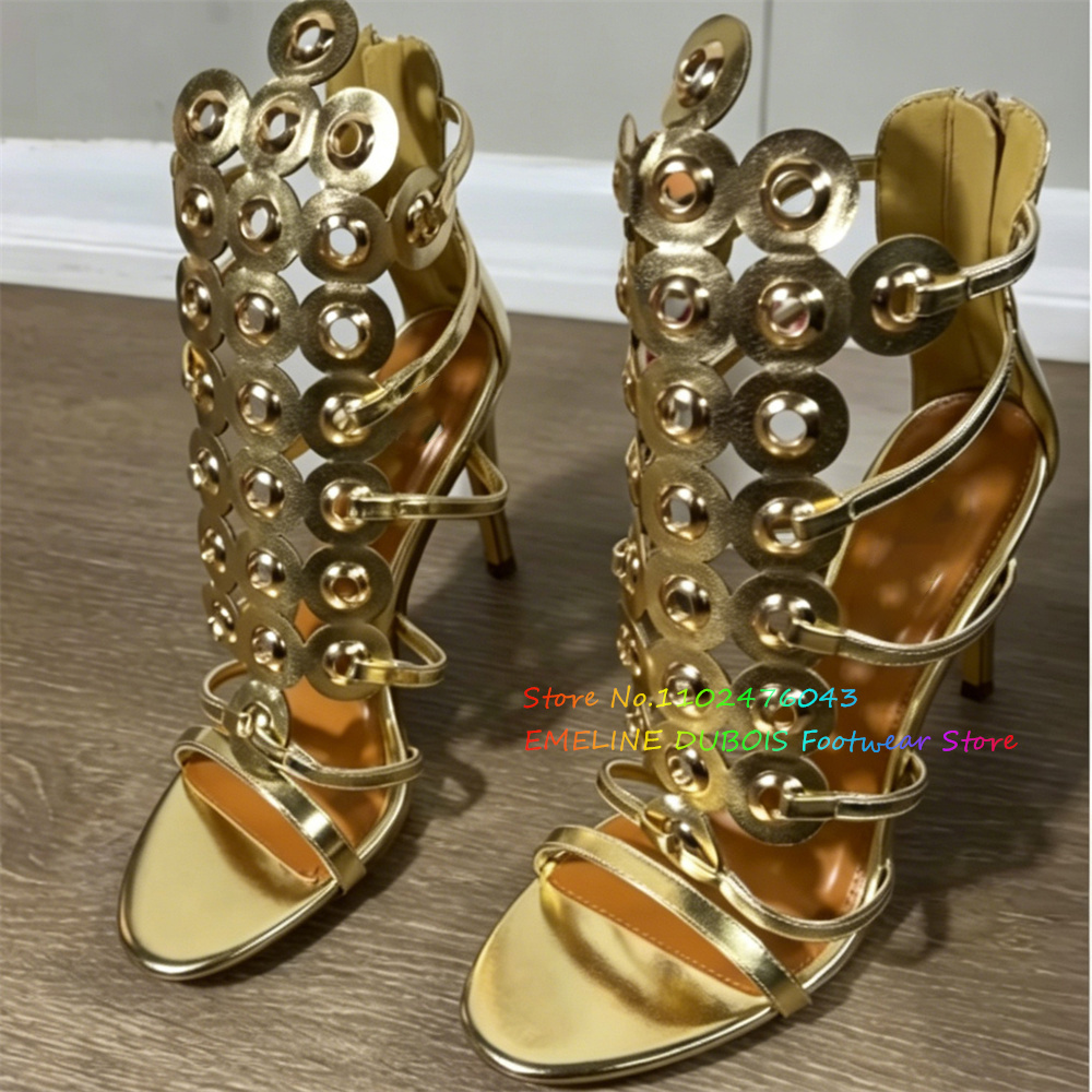 Gold Metal Circle Decor High H - مراجعة Women'S Shoes Trendy وسعره