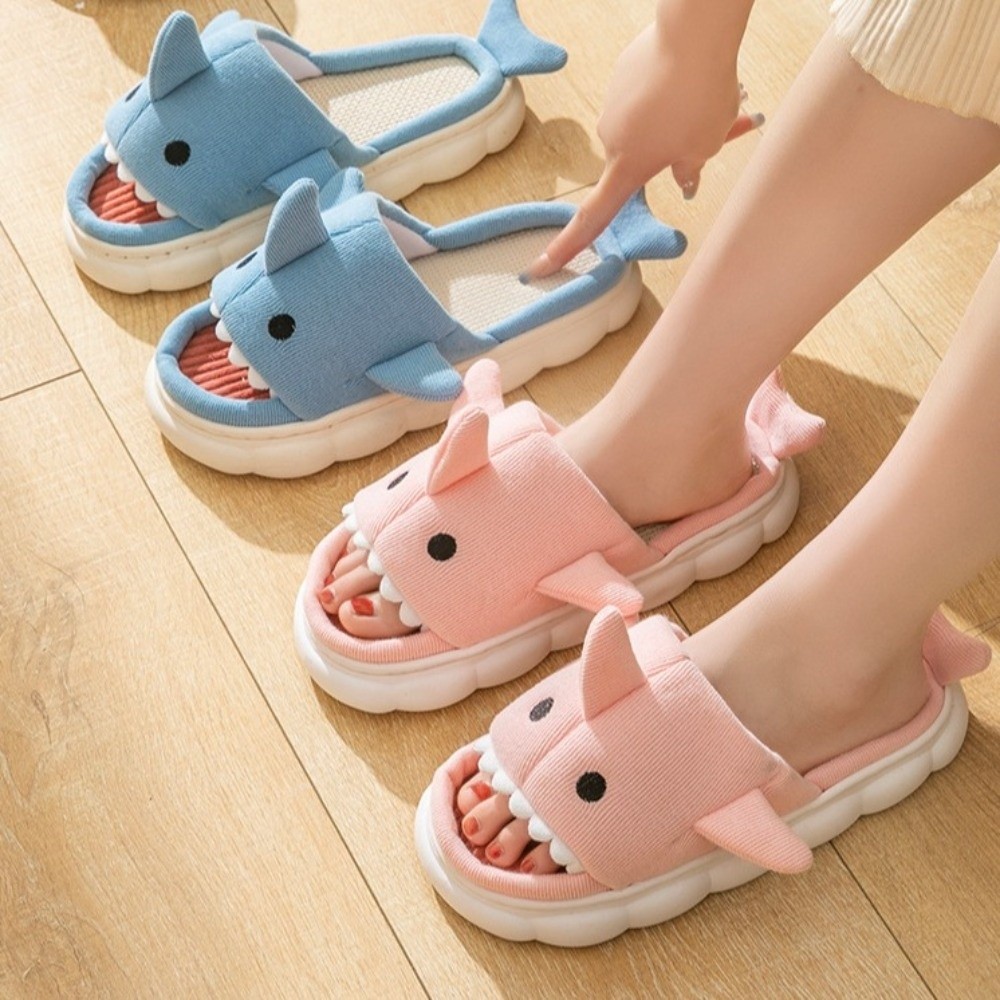 Cute Linen Shark Slippers Slid - مراجعة Fluffy Fur Slipper وسعره