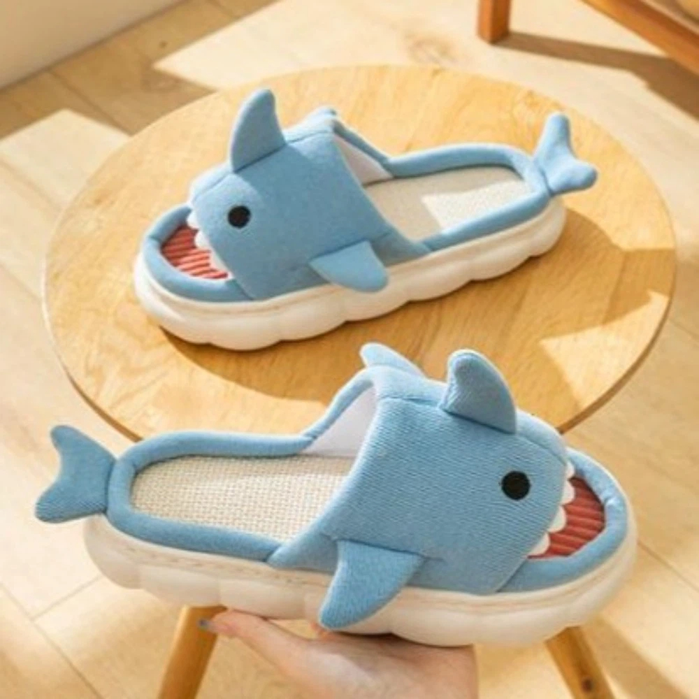 Cute Linen Shark Slippers Slid - مراجعة Fluffy Fur Slipper وسعره