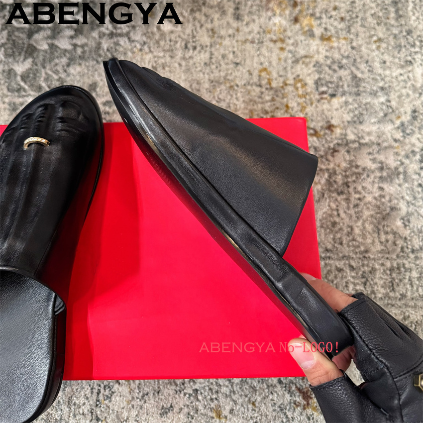 Black Real Leather Wrap Toe lo - مراجعة Loafer Flat Women وسعره