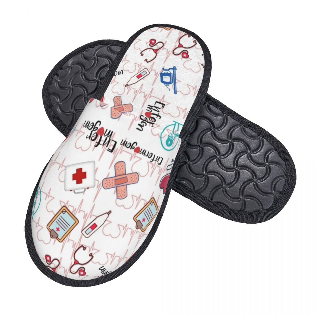 Print Heartbeat And Stethoscop - مراجعة Fluffy Fur Slipper وسعره
