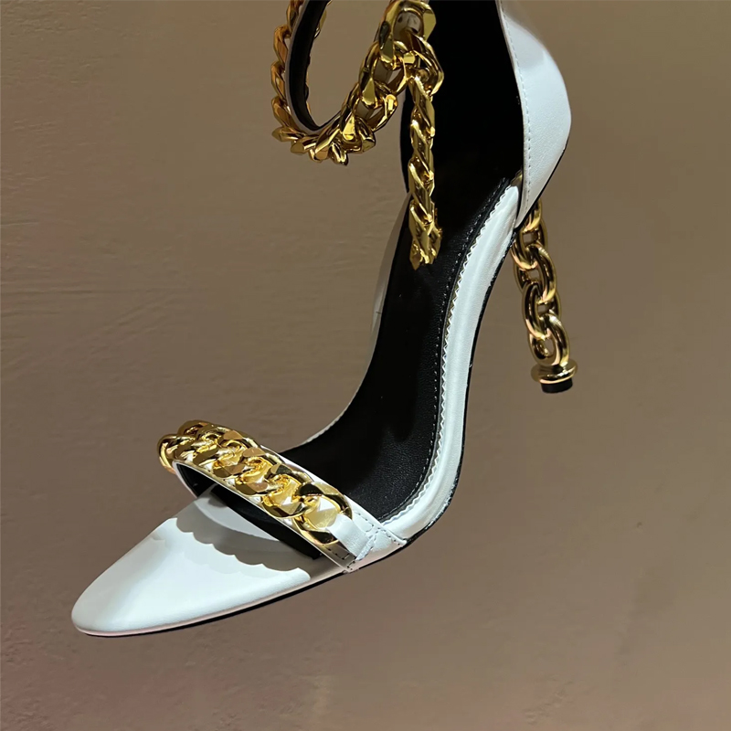 Sexy Gold Chain Heel Pointed T - مراجعة Gold Chain Sandal وسعره