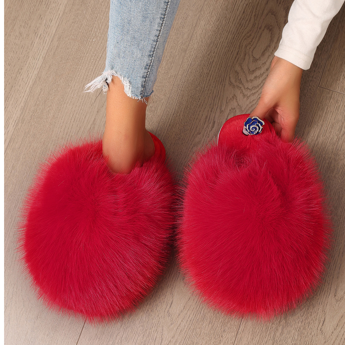 Women Indoor Slippers  Autumn  - مراجعة Fluffy Fur Slipper وسعره