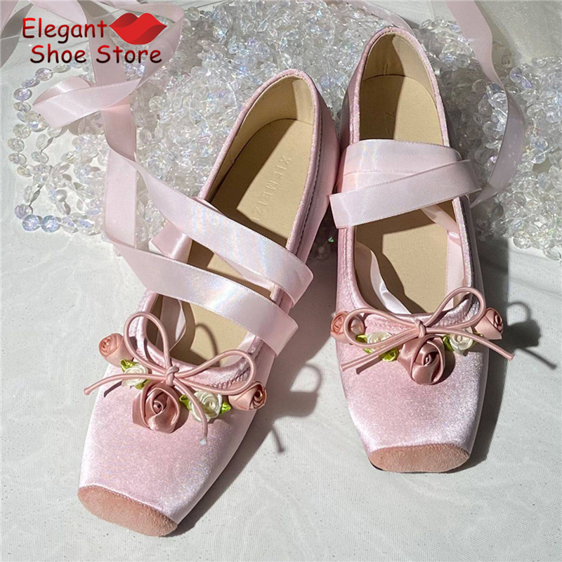 White Pink Rose Decor Satin Ba - مراجعة Loafer Flat Women وسعره